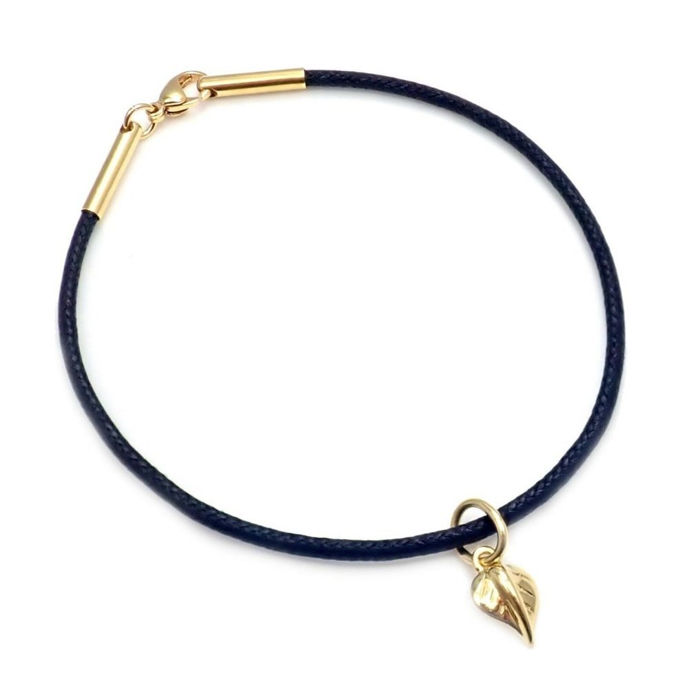 Temple St Clair 18k Tanooki Nature Leaf Charm Cord Bracelet - Picture 2 of 4